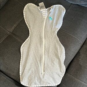 Love to Dream Gray Swaddle with Striped Trim size small 1.0 TOG
